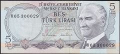 6.Emisyon 2.Tertip 5 Lira K05 300029 Çilaltı