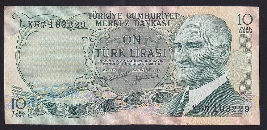 6.EMİSYON 2.TERTİP 10 LİRA K67 103229 ÇOK TEMİZ +