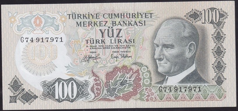 6.EMİSYON 2.TERTİP 100 LİRA G74 917971 ÇİLALTI ÇİL