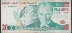 7.EMİSYON 20 000 000 LİRA C40 293625 ÇOK TEMİZ