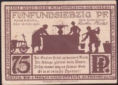 Almanya 75 Pfennig Notgeld 1921 Temiz ( Alt bölümde açılma var )
