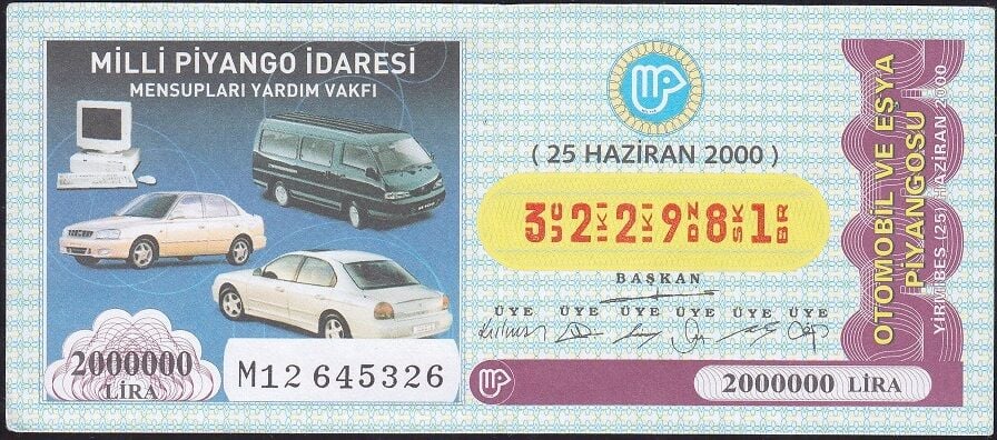 2000 25 Haziran Milli Piyango İdaresi Mensupları Eşya Piyangosu 25 Haziran 2000