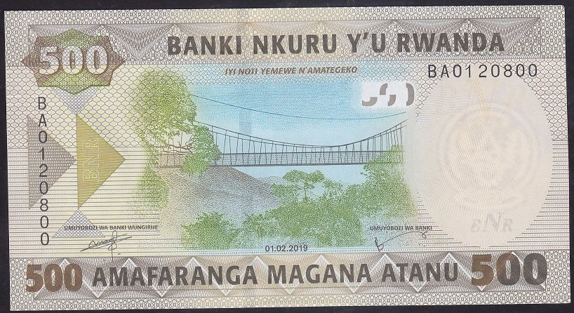 Rwanda 500 Frank 2019 Çil Pick 42