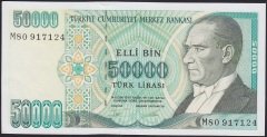 7.EMİSYON 2.TERTİP 50000 LİRA M80 917124 ÇİLALTI ÇİL