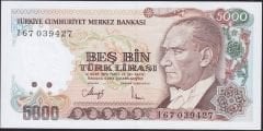 7.Emisyon 4.Tertip 5000 Lira I67 039427 Çil