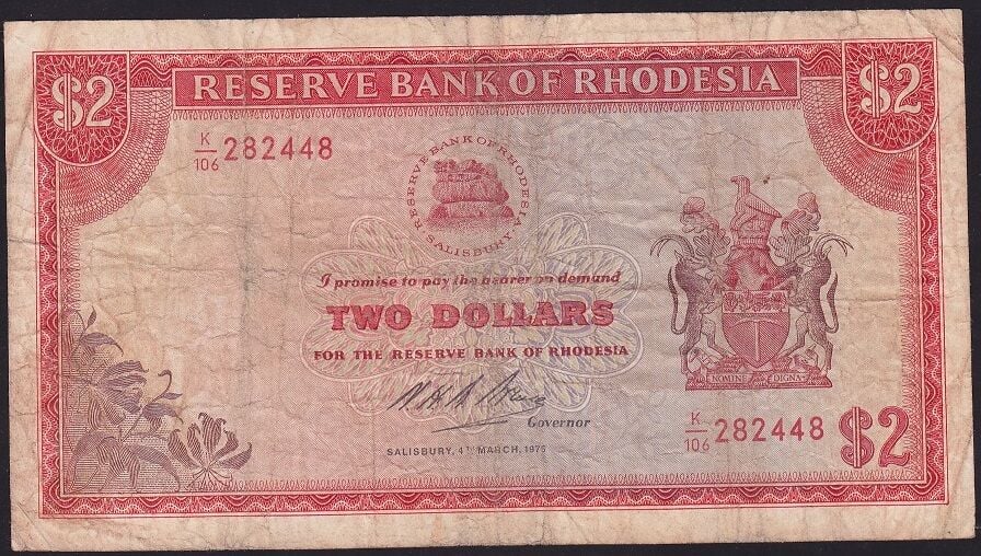 Rhodesia 2 Dolar 1975 Çok Temiz Pick 31j