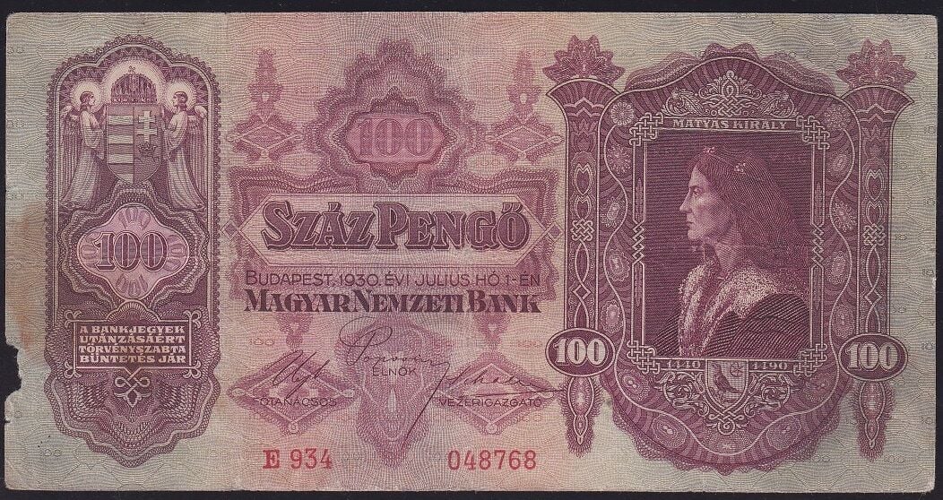 Macaristan 100 Pengo 1930 Temiz