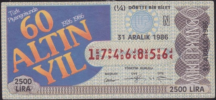 1986 31 Aralık Çeyrek Bilet - N Serisi