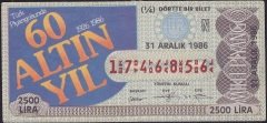 1986 31 Aralık Çeyrek Bilet - N Serisi