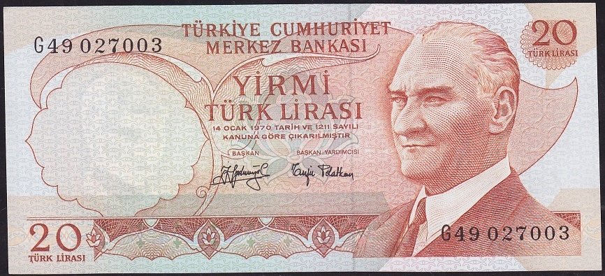6.Emisyon 3.Tertip 20 Lira G49 027003 Çilaltı Çil