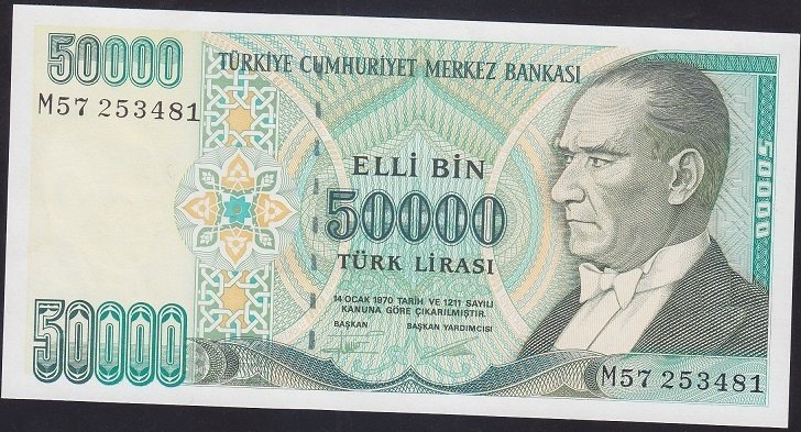 7.EMİSYON 2.TERTİP 50000 LİRA M57 253481 ÇİLALTI ÇİL