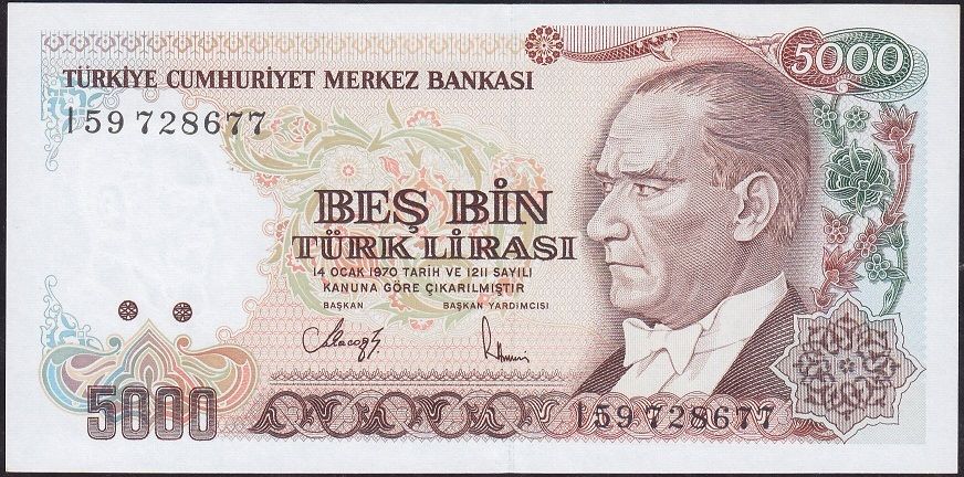 7.Emisyon 4.Tertip 5000 Lira I59 728677 Çil