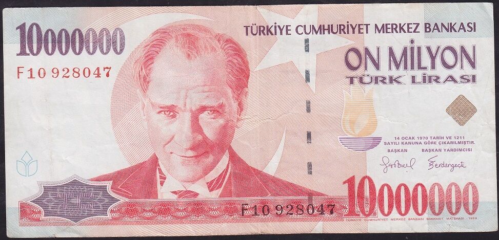 7.Emisyon 10.000.000 Lira F10 928047 Çok Temiz