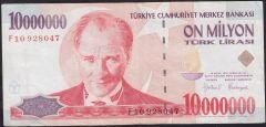 7.Emisyon 10.000.000 Lira F10 928047 Çok Temiz
