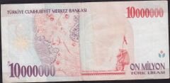 7.Emisyon 10.000.000 Lira F10 928047 Çok Temiz