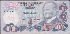 6.Emisyon 1.Tertip 1000 Lira C10 288370 Çok Temiz