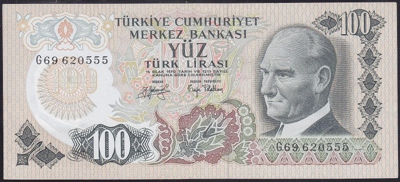 6.EMİSYON 2.TERTİP 100 LİRA G69 620555 ÇÇT +