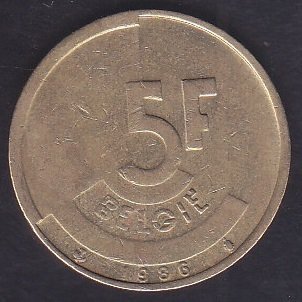 BELÇİKA 5 FRANK 1986