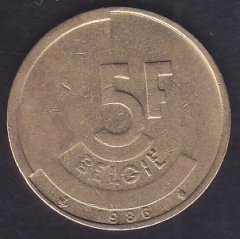 BELÇİKA 5 FRANK 1986