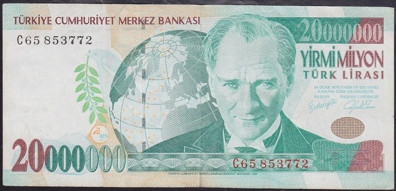7.EMİSYON 20 000 000 LİRA C65 853772 ÇÇT +
