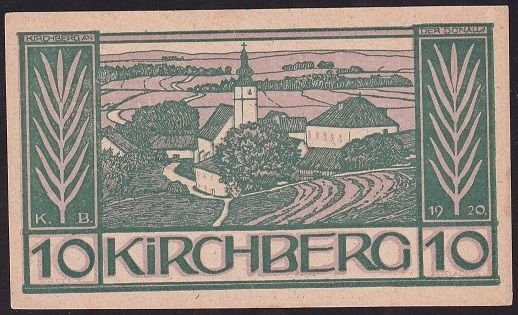 Avusturya 10 Kirchberg Notgeld 1920 Çil