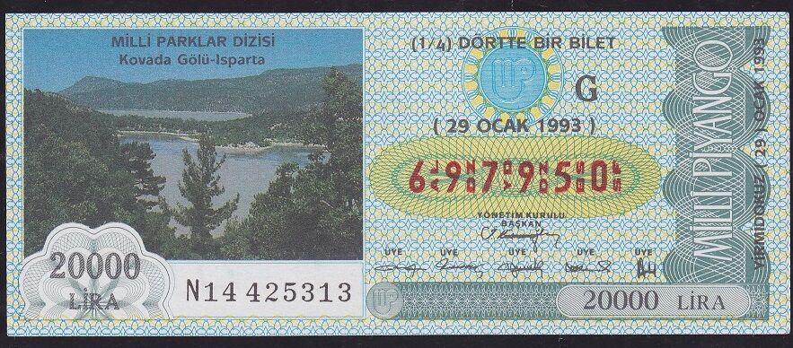1993 29 Ocak Çeyrek Bilet - G Serisi - Kovada Gölü Isparta