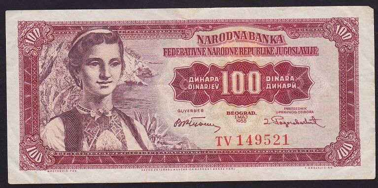 Yugoslavya 100 Dinar 1955 Çok Temiz+