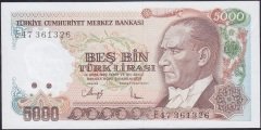 7.Emisyon 3.Tertip 5000 Lira E47 361326 Çilaltı ( kulakta büyük kırık var )