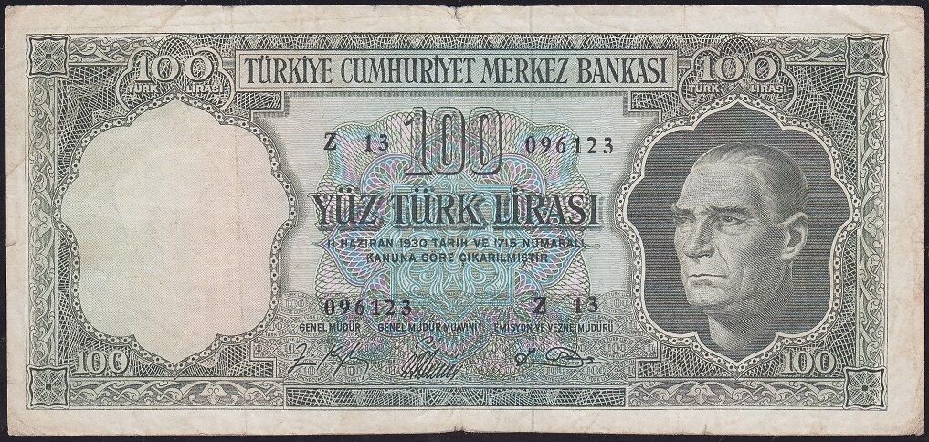 5.Emisyon 5.Tertip 100 Lira Z13 096123 Çok Temiz