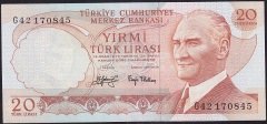 6.Emisyon 3.Tertip 20 Lira G42 170845 Ççt+