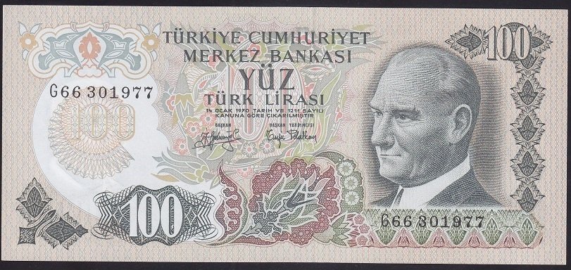 6.EMİSYON 2.TERTİP 100 LİRA G66 301977 ÇİLALTI
