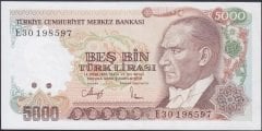 7.Emisyon 3.Tertip 5000 Lira E30 198597 Çilaltı