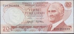 6.Emisyon 3.Tertip 20 Lira G18 363459 Çilaltı Çil