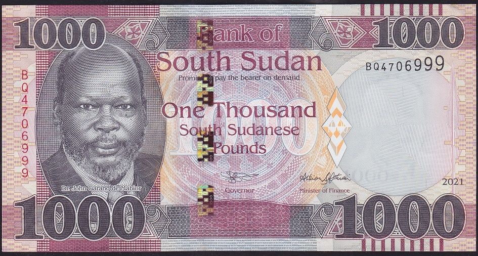 South Sudan 1000 Pound 2021 Çilaltı Çil 999