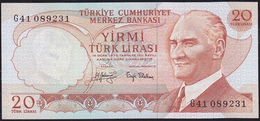 6.Emisyon 3.Tertip 20 Lira G41 089231 Çil