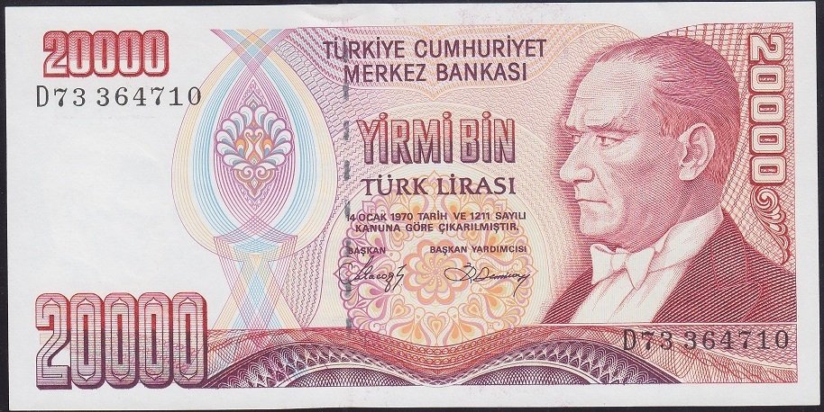 7.EMİSYON 1.TERTİP 20000 LİRA D73 364710 ÇİL