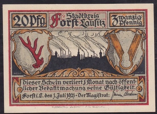 ALMANYA 20 PFENNİNG NOTGELD 1921 ÇİL eski paralar nereye satılır