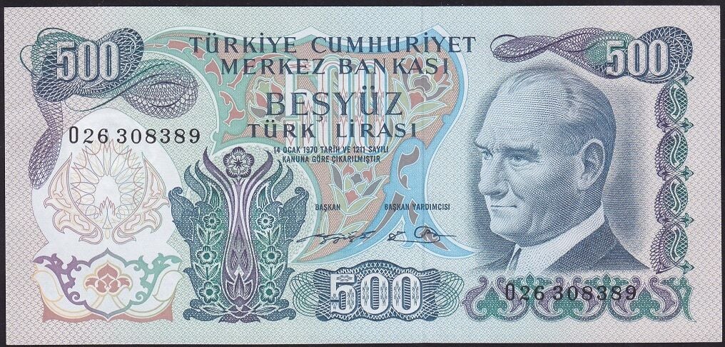 6.Emisyon 2.Tertip 500 Lira O26 308389 Çilaltı Çil