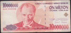 7.Emisyon 10000000 Lira A60 395351 Çok Temiz