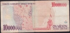7.Emisyon 10000000 Lira A60 395351 Çok Temiz