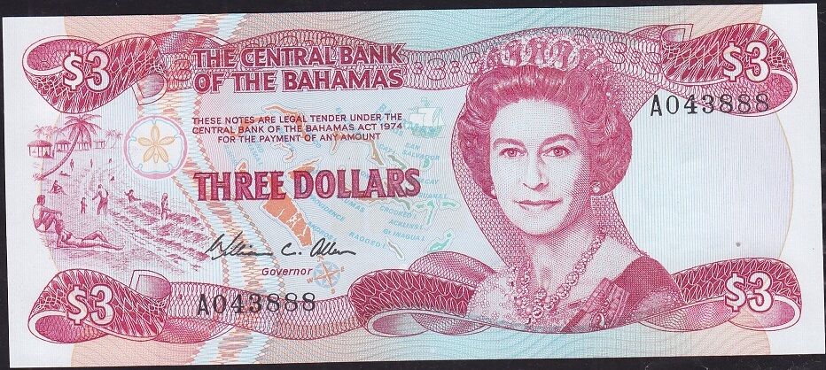 Bahamas 3 Dolar 1974