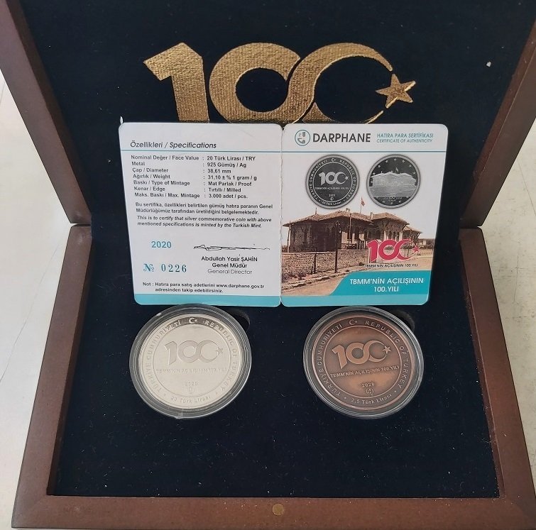 TBMM 100.Yıl Gümüş Ve Bronz Hatıra Para Seti