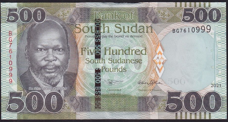 South Sudan 500 Pound 2021 Çilaltı Çil 999