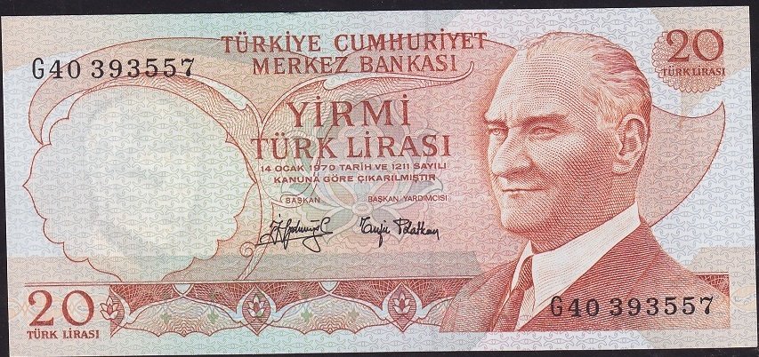 6.Emisyon 3.Tertip 20 Lira G40 393557 Çilaltı Çil