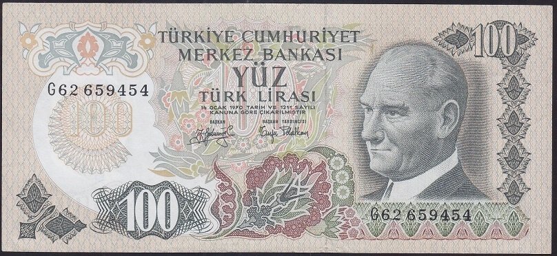 6.EMİSYON 2.TERTİP 100 LİRA G62 659454 ÇÇT +