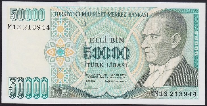 7.EMİSYON 2.TERTİP 50000 LİRA M13 213944 ÇİLALTI