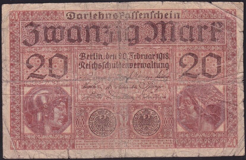 Almanya 20 Mark 1918 Temiz
