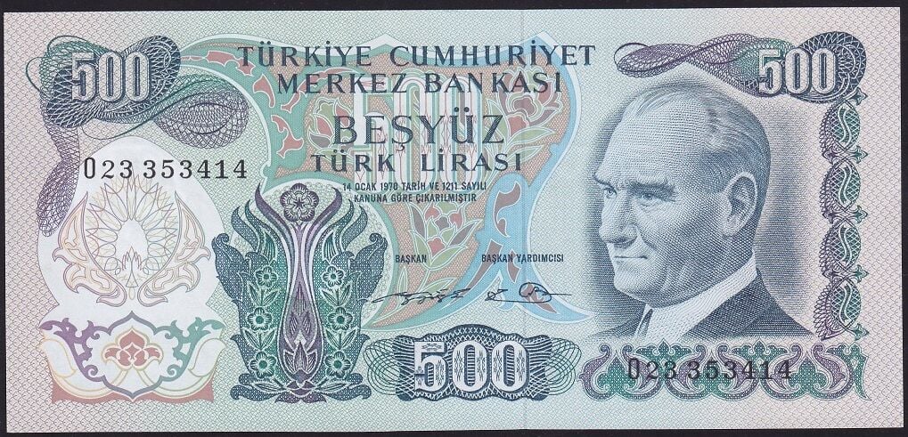 6.Emisyon 2.Tertip 500 Lira O23 353414 Çilaltı Çil