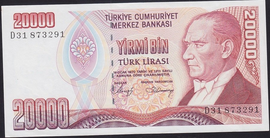7.EMİSYON 1.TERTİP 20000 LİRA D31 873291 ÇİLALTI