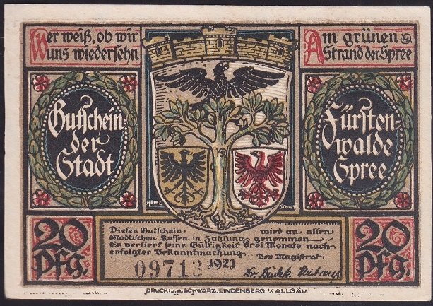 ALMANYA 20 PFENNİNG NOTGELD 1920 ÇİL